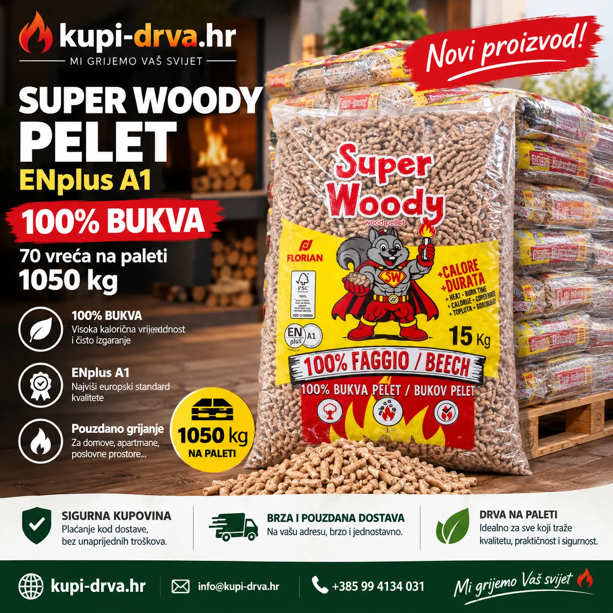 Novo u ponudi-SUPER WOODY PELET ENplus A1 